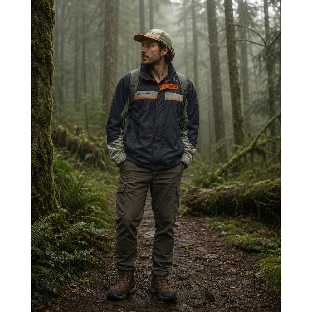 Columbia Interchange Core Mens Shell Jacket Navy‎ Orange Grey SM7285 Medium